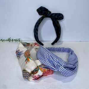 J. Crew Linen Floral Headband Leopard Knot Headband Blue Striped Knot Headband
